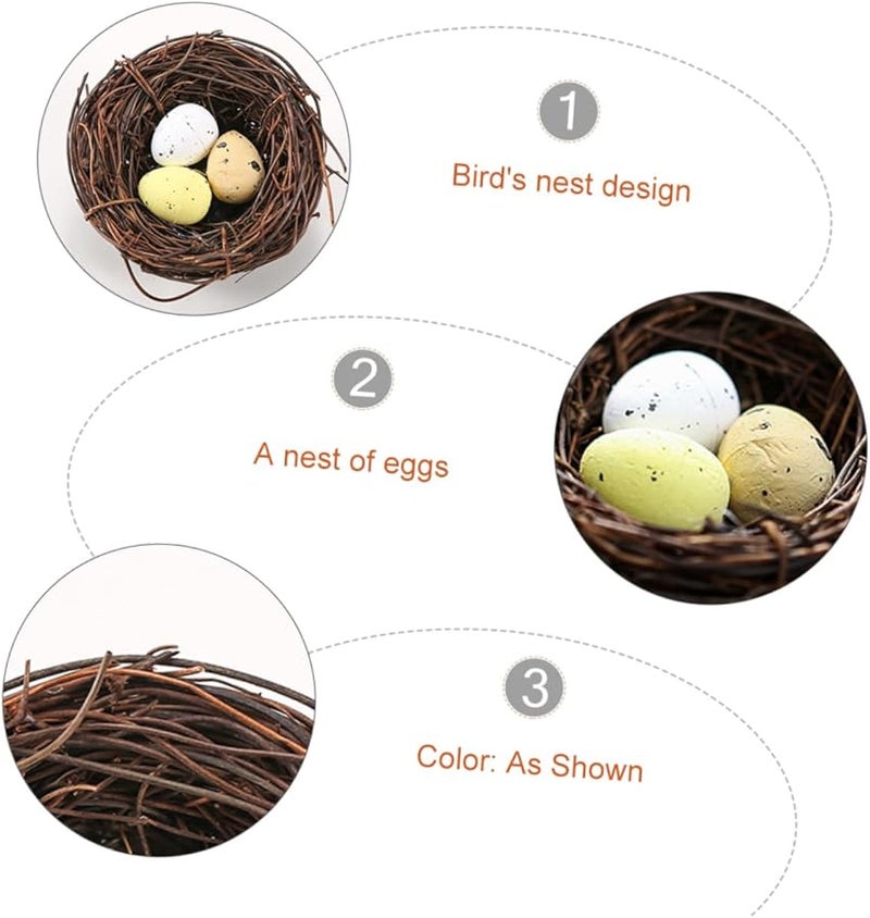 Decorative Bird Nest Eggs Set of 4 Plastic Woven Birdcage Decor - Image 5